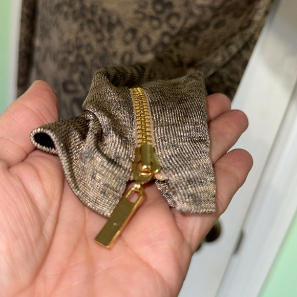 Cache Black & Gold Leopard Print Long Sleeve Cowl Neck   Cocktail Evening Dress - Picture 4 of 11